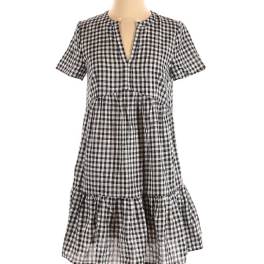 re:named Tiered Gingham Dress / cotton mini